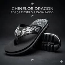 Chinelo Masculino Dragon Original Peças Metalizadas Desenho Logo em Laser Modelo Exclusivo Homens