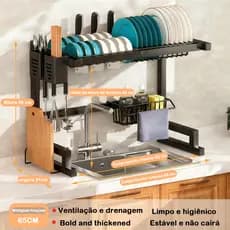 Kitchen Multifuncional Rack Escorredor Aço Inoxidável Organizador Louça Material Espessado