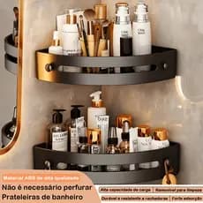 Kit Suporte de Canto Suportes de Shampoo Sem Furo Prateleira Para Banheiro com Adesivo Material ABS Espessado