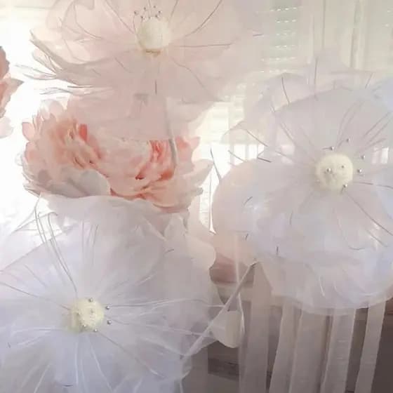 3Pcs Organza Poppy Flower Heads Artificial Flowers Decoração De Casamento Faux Floral Tema Fada Adereços De Festa De Ani