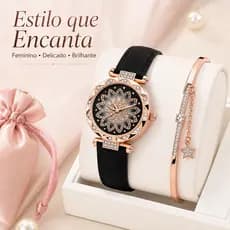 RELÓGIO ROSE  FEMININO E ELEGANTE, KIT RELÓGIO - COLAR - PULSEIRA Presentes de aniversário, presentes de Dia dos Namorad