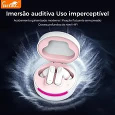 Eletromex Fone Bluetooth 6.0 Baixa Latência Bateria ENC Driver 13mm Áudio Premium Ergonômico