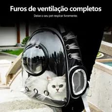 Mochila Bolsa para Pet Transparente Visão Panorâmica para Gato Ou Cachorro Confortável e Pratica