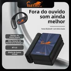 Eletromex Fone de ouvido TWS com condução óssea,sem fio, Bluetooth 6.0 redução de ruído verd redução de ruído verdadeira