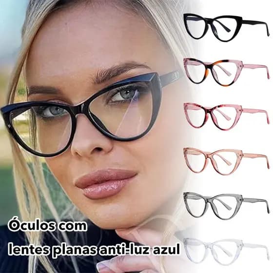 Estilo europeu americano moda monocromático olho de gato quadro senhoras Anti luz azul óculos
