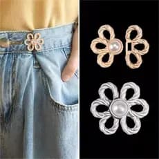 Botão de cintura ajustável fivela de cinto sem costura destacável seis pétalas flor acessórios de Metal calças Shorts sa