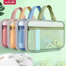 Saco de arquivo Huajie Sacola de malha transparente Saco de arquivo Saco de dados de papel de teste