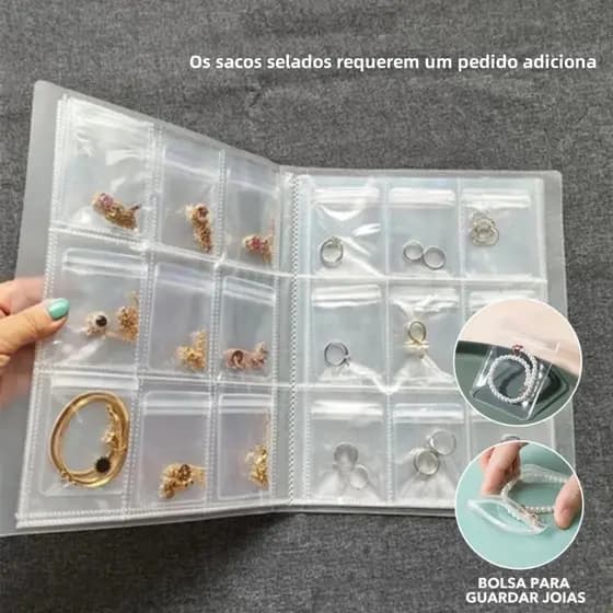 84/160 Grade Transparente Livro De Armazenamento De Jóias Auto Selagem Saco Para Colar Anel Foto Cartão Organizador