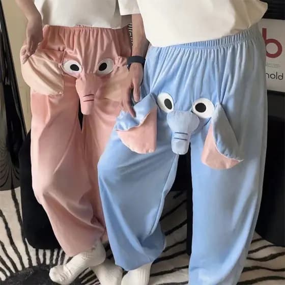 Calças De Pijama Engraçadas E Fofas De Desenho Animado Infantil Com Tronco De Elefante Tocando Nariz Engraçado Vai Soar