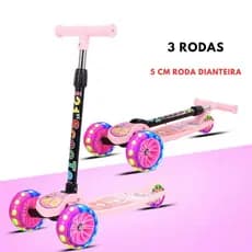Patinete Infantil 3 Rodas com LED Ajustável Dobrável Scooter para Menino e Menina