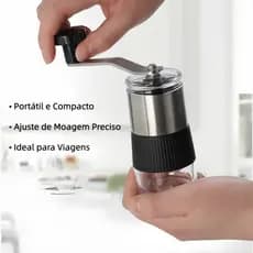Moedor de Café Manual com Mecanismo de Cerâmica Compacto Inox Preto Manivela Prática
