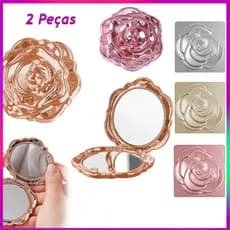 2PCS  bolsa de viagem para espelho de maquiagem espelho dobrável acessórios fofos  de rosa