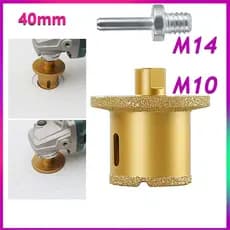 M10/M14 40mm Broca Rosca Vácuo Soldada Corte Seco Diamante Perfuração Núcleo Bits 45mm Buraco Viu Cortador