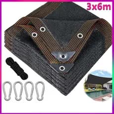 3×6m Tela de Sombreamento Shade Toldo Sombra Cobertura para Carro Garagem Piscina Jardim Proteção UV Sol preto