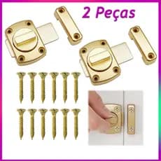 2 peças Fechadura Interna Rotativa Chave Da Porta Traseira Do Banheiro Auxiliar dourado