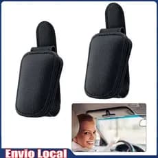 2 peças Suporte magnético de couro para óculos de sol para carro, clipe de óculos de sol para viseira de carro