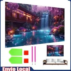 Conjunto de cachoeira de pintura de diamante redondo para crianças, pintura de arte de diamante 5D adulta DIY-70x40cm pi