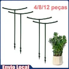 4/8/12 Peças Estacas de Suporte para Plantas Porta-Flores Plástico Pequenas em Vasos Suporta Crescimento Vertical