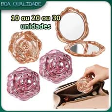 10/20/30 Espelho dobrável com padrão de rosas espelho redondo espelho de bolso espelho de maquiagem para bolsa viagem