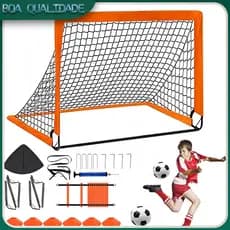 Gol de futebol infantil rede de futebol portátil escada de agilidade discos de marcação bola de futebol 120x90x90cm