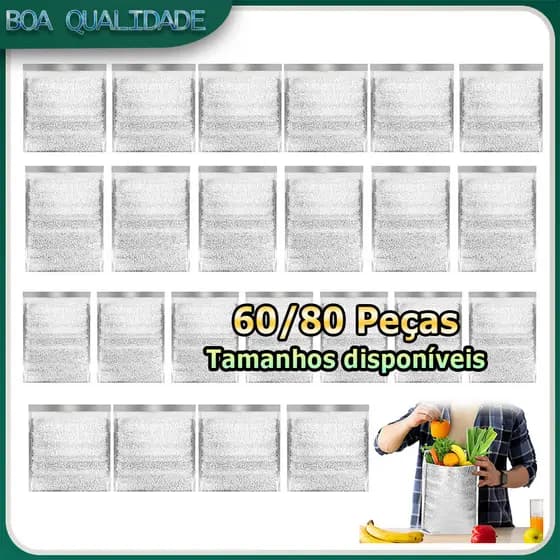 60/80 Saco de papel-alumínio reutilizável saco com isolamento térmico forro para caixa térmica alimentos quentes frio