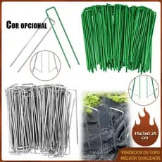 100 Peças Grampo Gancho Presilha para fixação de Grama Sintética,Estacas de jardim em forma de U - 15cmx3cm