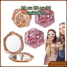 10/20/30 Espelho redondo dobrável modelo Rose espelho de bolso espelho de maquiagem espelho de viagem espelho dupla face