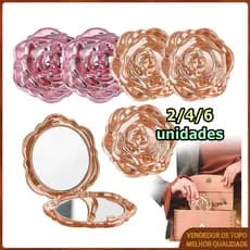 2/4/6 Espelho redondo dobrável modelo Rose espelho de bolso espelho de maquiagem espelho de viagem espelho dupla face