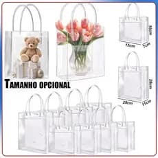 20x Sacola de presente em PVC Sacola transparente para festa/casamento/aniversário/saco de presente de feriado