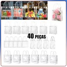 Sacola de 40 peças Saco de presente transparente Saco de flores de PVC reutilizável