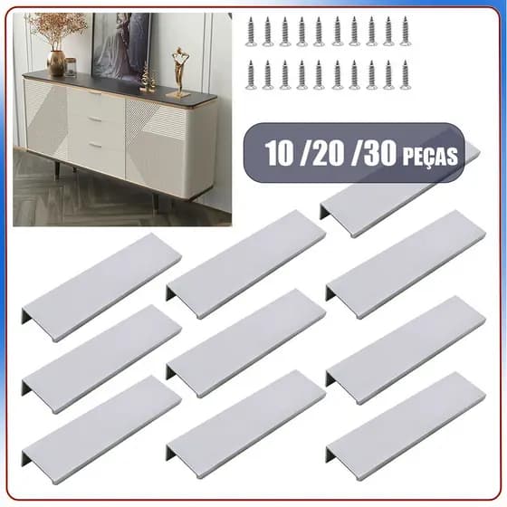 Kit 10/20/30 Puxador Slim Alumínio Slim Para Gaveta Armário Móveis,Cinza,para Armários/gavetas/guarda-roupas/gavetas