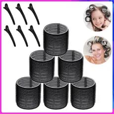 Coleção De 6 Rolos Cabelo - Para Cachos E Levantamento, Modeladores Velcro Autoadesivos,Estilos DIY,3 tamanhos,Com clipe