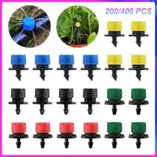 Kit 200/400 Bicos Gotejadores para Mangueira de Irrigação,Sistema de Gotejamento,Fluxo 360° Ajustável,5 cores