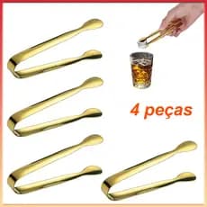 4 peças Pinça de Aço Inoxidável Dourada 11cm – para Saladas e Frios, Fácil Limpeza, Resistente à Ferrugem