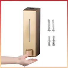 Dispensador Sabão Parede 600ml Dourado Manual Banheiro Cozinha Design Completo Acessórios Montagem