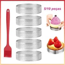 Kit 5/10 Anel de Mousse de Bolo Perfurado 8cm – Ferramenta Profissional, para Confeitaria, Fácil Limpeza
