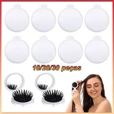 10/20/30 Unidades Mini Escova de Cabelo Dobrável Com Espelho Branco – Tamanho Compacto, com Espelho de Vidro, para Bolsa