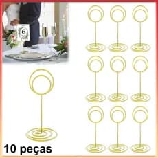 10 suportes para números de mesa dourado para casamento – Clipe Arame Artesanal, para Fotos e Cartões, 8,5cm