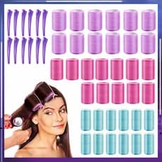 36 Peças Rolos De Cabelo,DIY Modeladores De Cachos Autoadesivos Rolos De Cabelo Cachos Volumosos,com 12 clipes