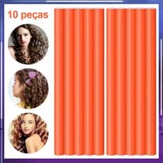 10 peças Modelador de Cachos Sem Calor 24cm Laranja – Para Ondas e Cachos, Não Danifica, Reutilizável