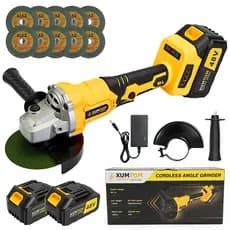 Esmerilhadeira Lixadeira Angular Eletrica Brushless 4.1/2 10500rpm COM 2 Bateria 48V De Litio 10 Láminas De Serra
