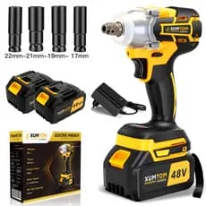 Chave De lmpacto 48V Eletrica 450NM Parafusadeira Brushless COM 48V -2 Bateria + 4 Soquetes