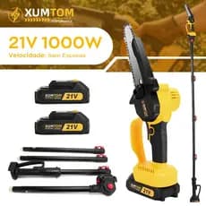 Motosserra Podador Tesoura Portátil 21V Elétrica 1000w Extensor 3m 2 Baterias Motor Brushless