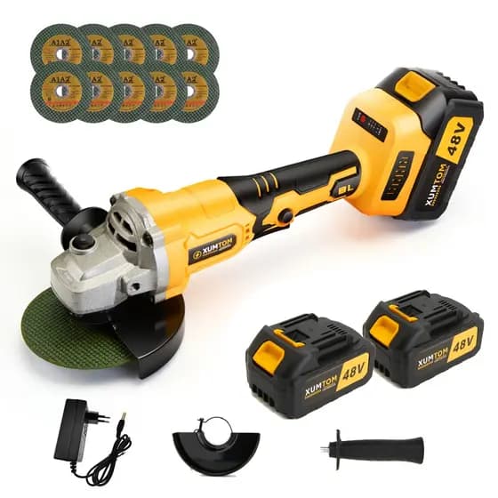 Esmerilhadeira Lixadeira Angular 48V sem fio 10500rpm Brushless  2 Baterias 10 lâminas de serra