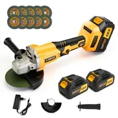 Esmerilhadeira Lixadeira Angular 48V sem fio 10500rpm Brushless  2 Baterias 10 lâminas de serra