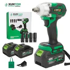 Chave De Impacto 450NM Sem Fio Brushless 48V Parafusadeira Portátil Profissional Com 2 Baterias +4 Soquetes