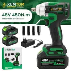 Chave de lmpacto 48V Elétrica Sem Fio 450NM Parafusadeira Furadeira Com 48V 02 Bateria Motor Brushless Função 3 em 1