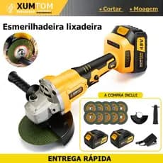 Esmerilhadeira Profissional Lixadeira angular 8500rpm Brushless com regulagem Bivolt 2 Baterias 10 lâminas de serra
