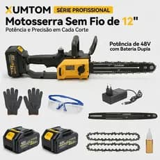 Motosserra Elétrica 1200W 12 Polegadas Brushless Moto Serra Muito Potente Com 2 Baterias 48V