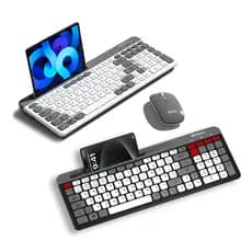 HREBOS × HEYOOConjunto de teclado e mouse sem fio Bluetooth 2.4G com suporte para telefone e mouse